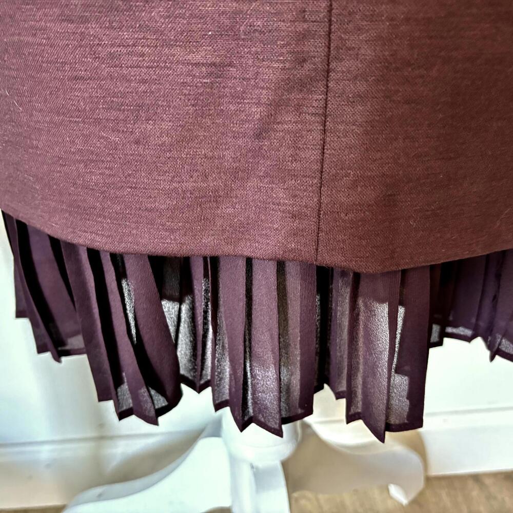 Vintage 70's MAX MARA Stretch Wool Blend Midi Dress Ruffle M - Picture 2 of 9